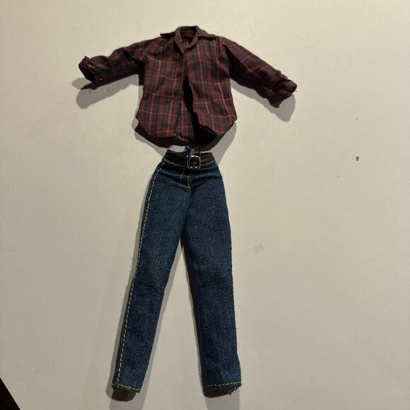 Vintage Barbie Outfit 1998 Becky School Photographer Replacement Jeans Plaid - Picture 1 of 4